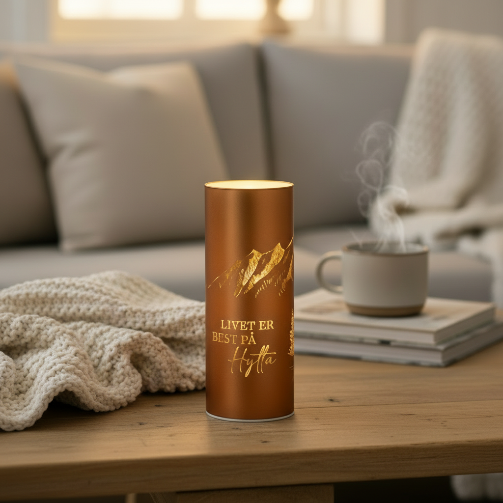 LED-ljus Livet vid stugan brunt 8 x 20 cm