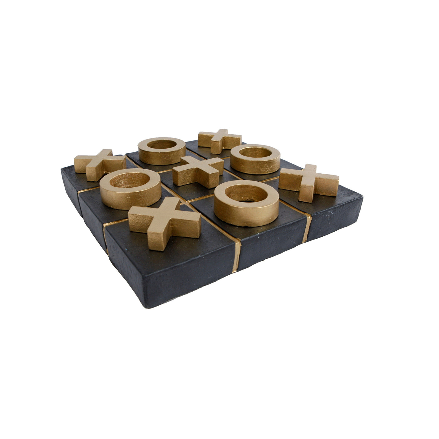 Brettspill 3 på rad i sort og gull på kvadratisk brett, 21×21×4,5 cm