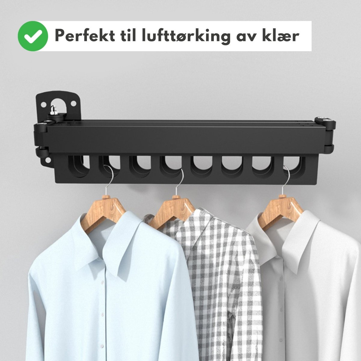 Veggmontert tørkestativ, uttrekkbart - Lindas Dekor