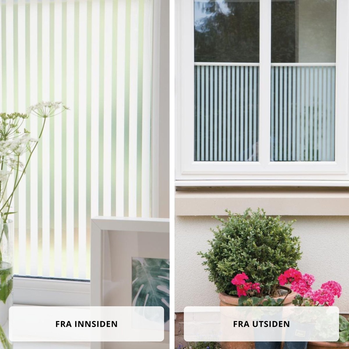 Statisk vindusfolie med stripemønster langs lengden til kontor