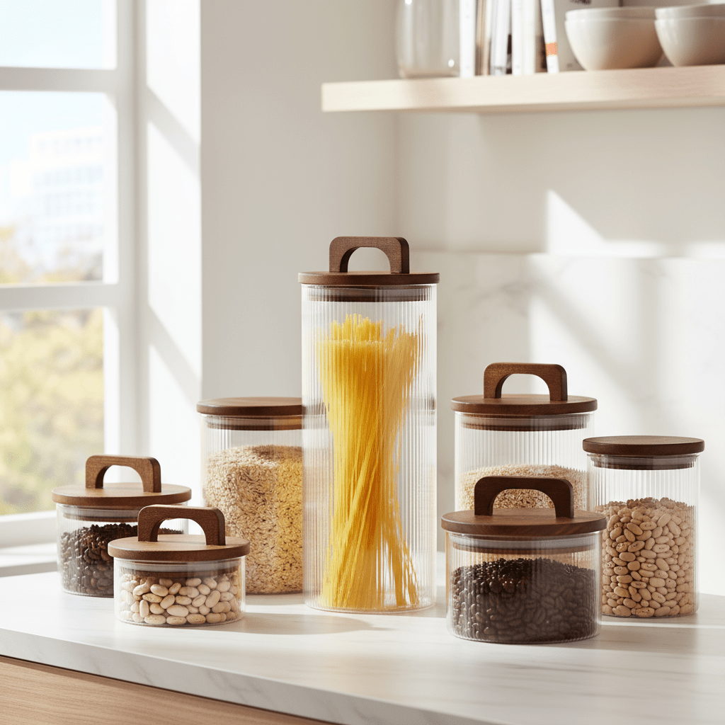 Glasskrukke med trelokk 1650 ml - Lindas Dekor