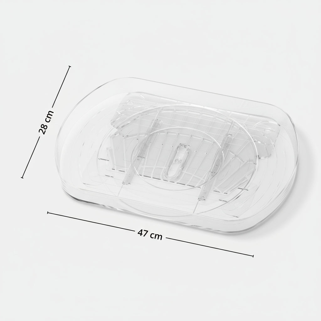 Transparent snurrebrett med plass til småvarer og matprodukter