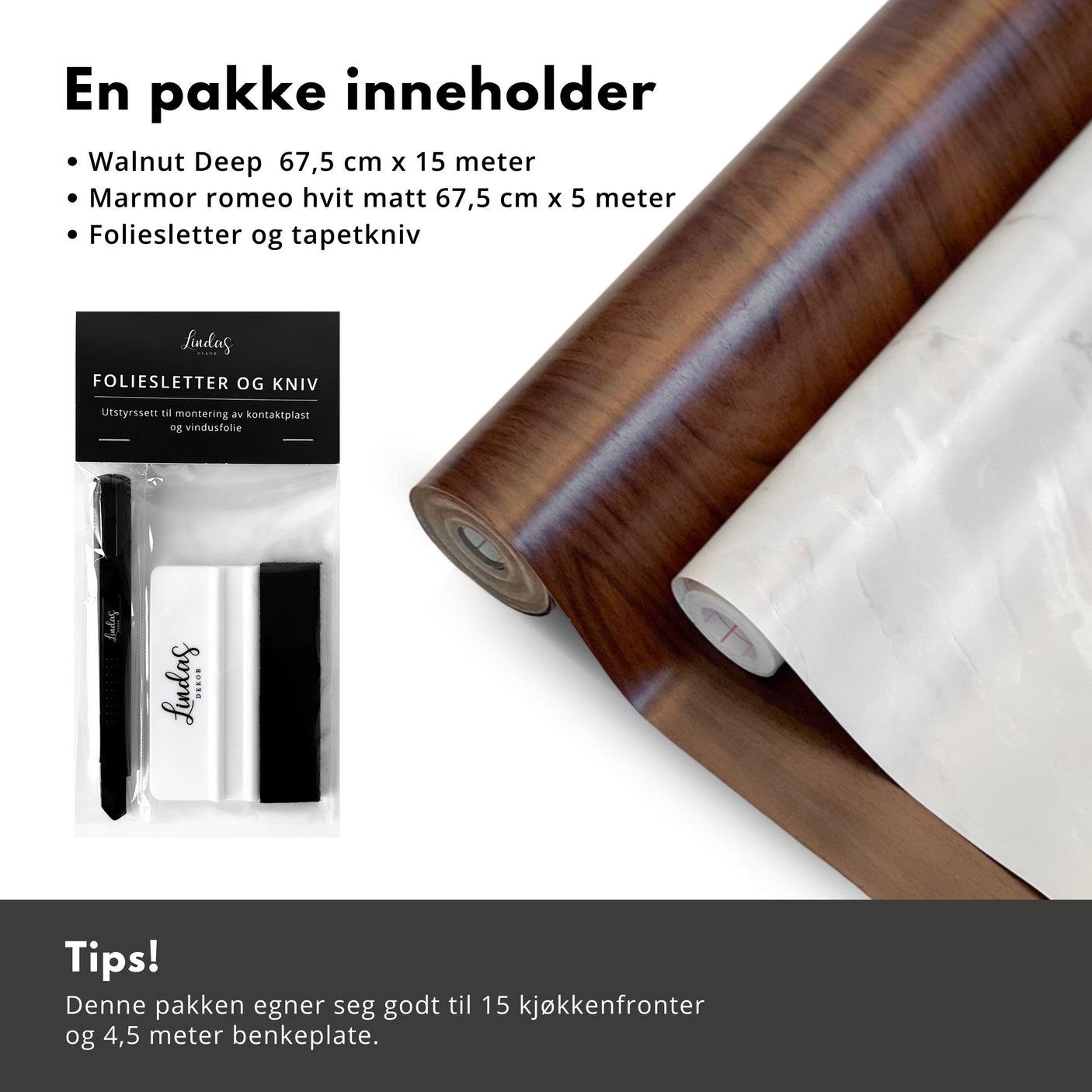 Walnut deep og marmor kjøkkenkit