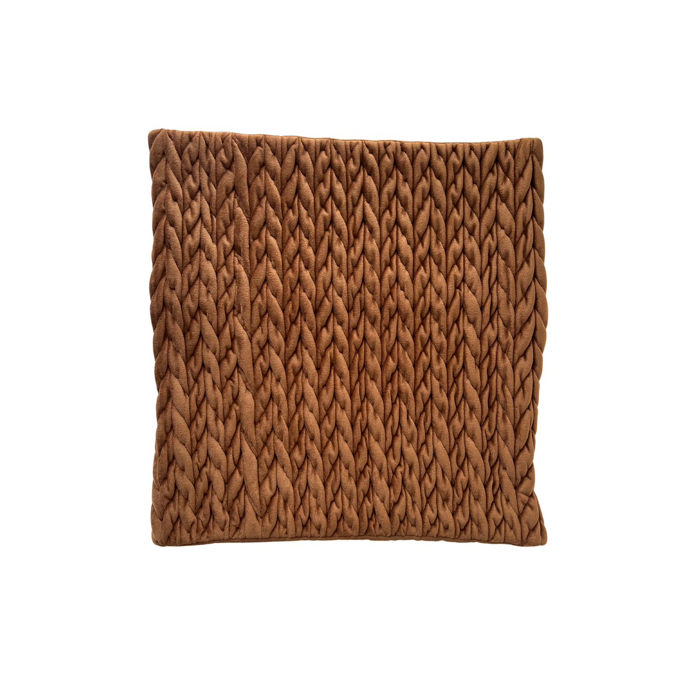 Putetrekk flettet velur karamell 45 x 45 cm