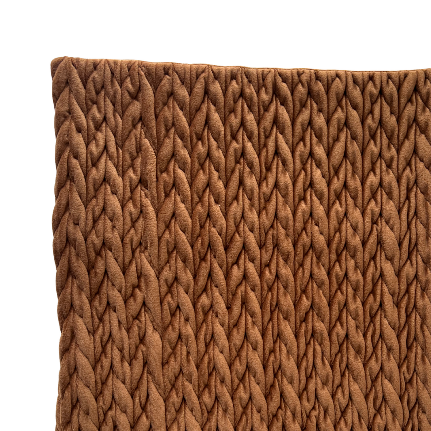 Putetrekk flettet velur karamell 45 x 45 cm