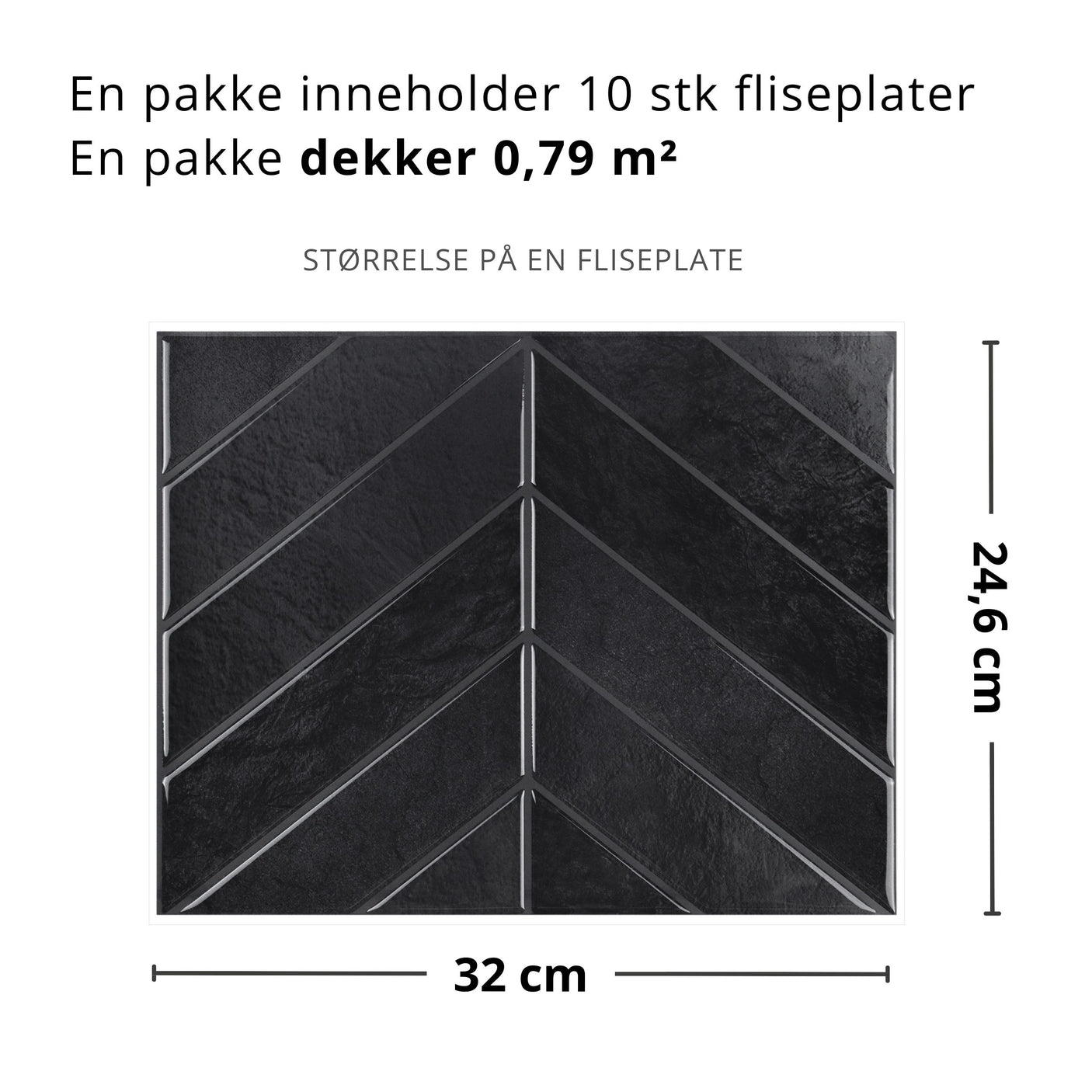 Evelina svarta självhäftande väggplattor