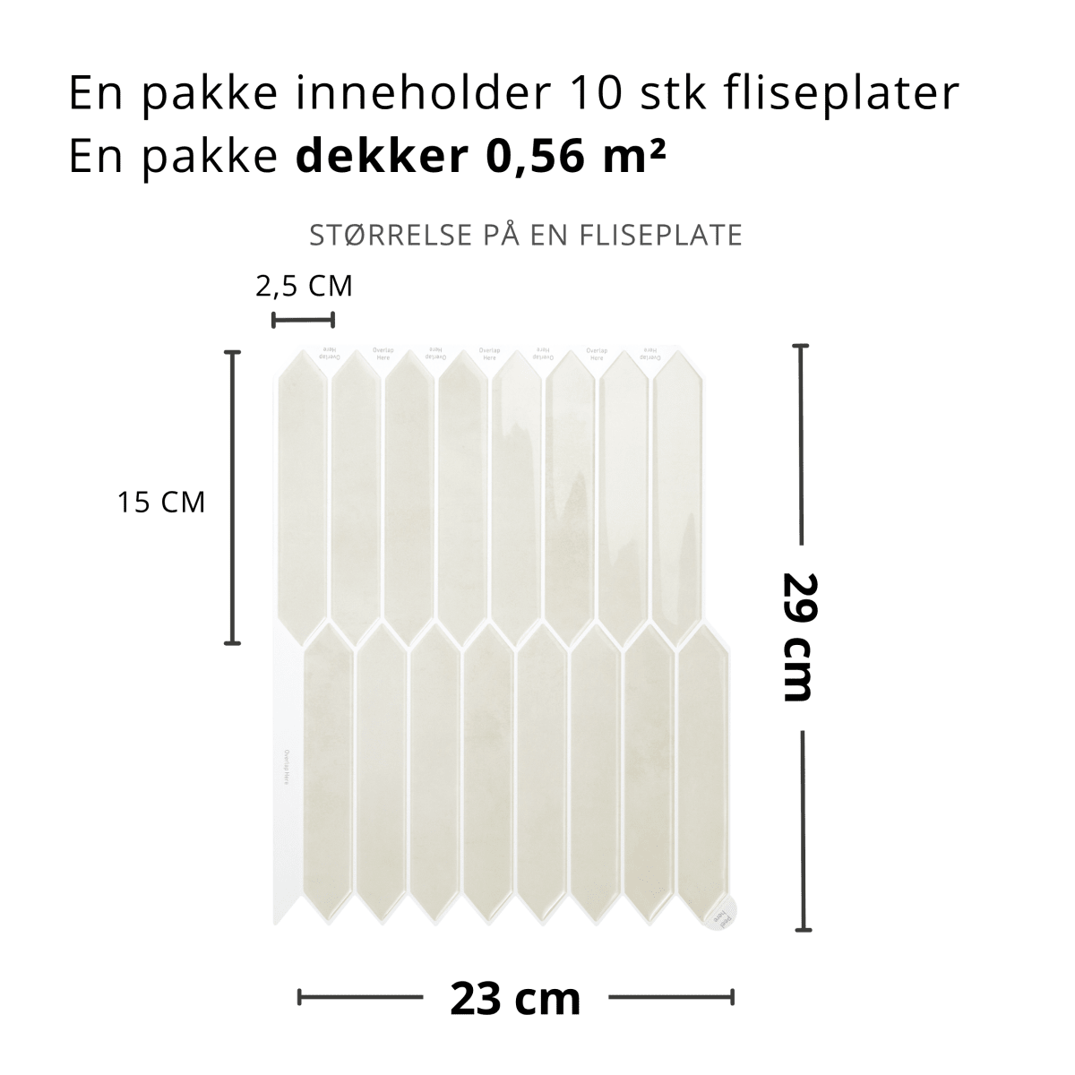 10-pk Hedda beige selvklebende veggfliser - Lindas Dekor Veggfliser