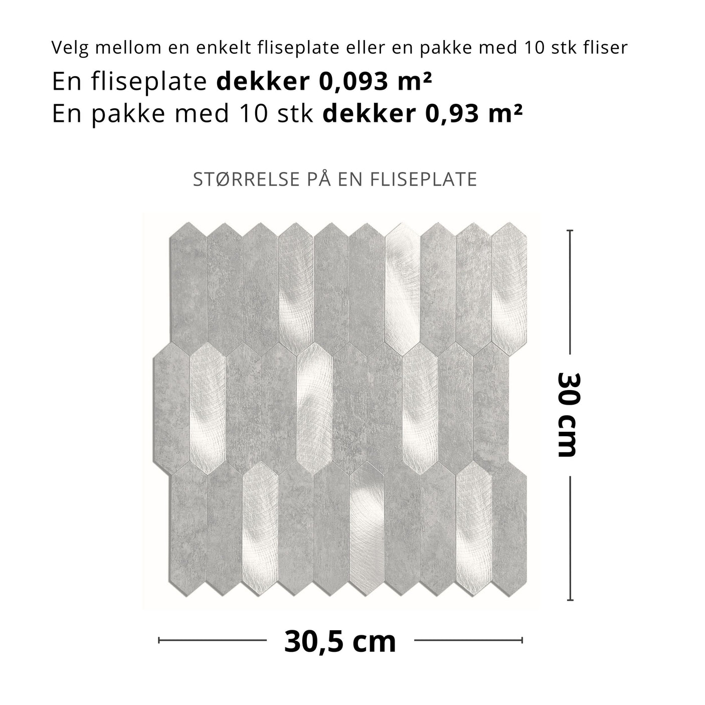 Mål og oppmåling av Stein lys grå selvklebende fliser for kjøkken og vaskerom