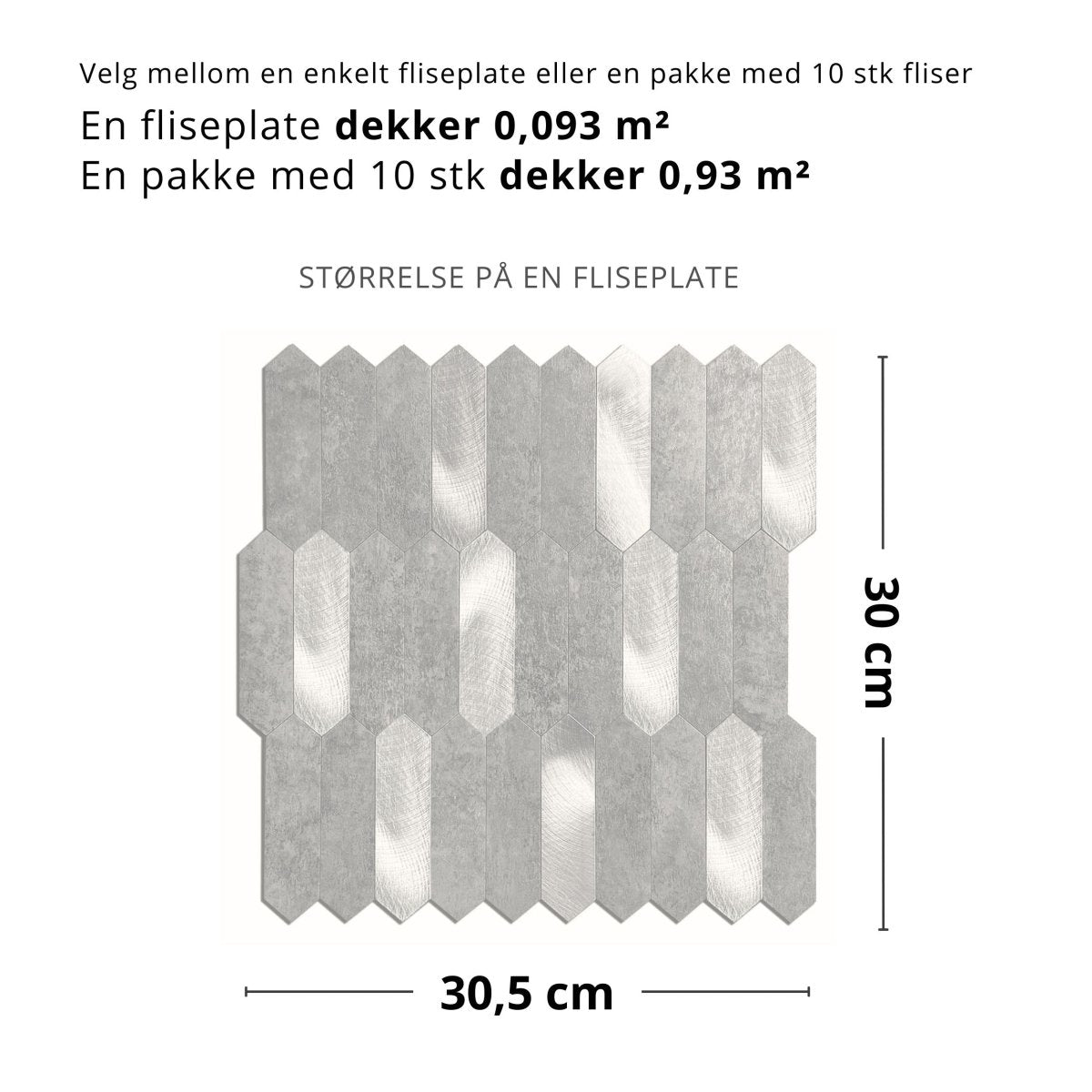 Stein lys grå hexagon selvklebende veggfliser - Lindas Dekor