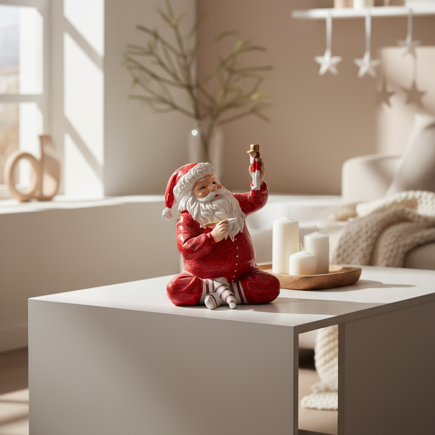Dekorativ nissefigur i rød