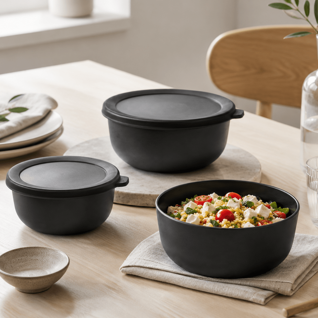 Praktiske oppbevaringsboller med lokk til meal prep og servering