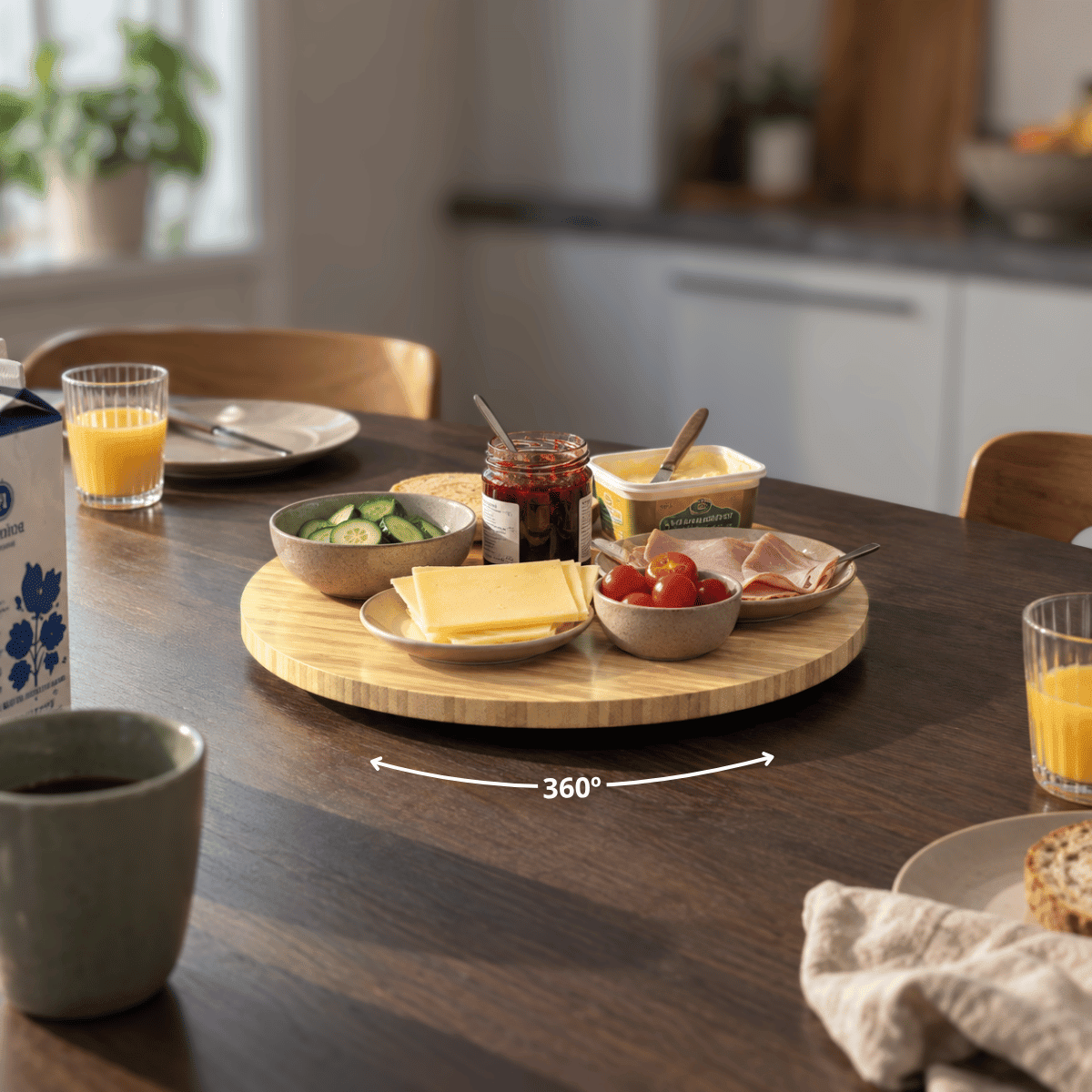 Snurrefat i bambus tre 35 cm - Lindas Dekor Serveringsfat