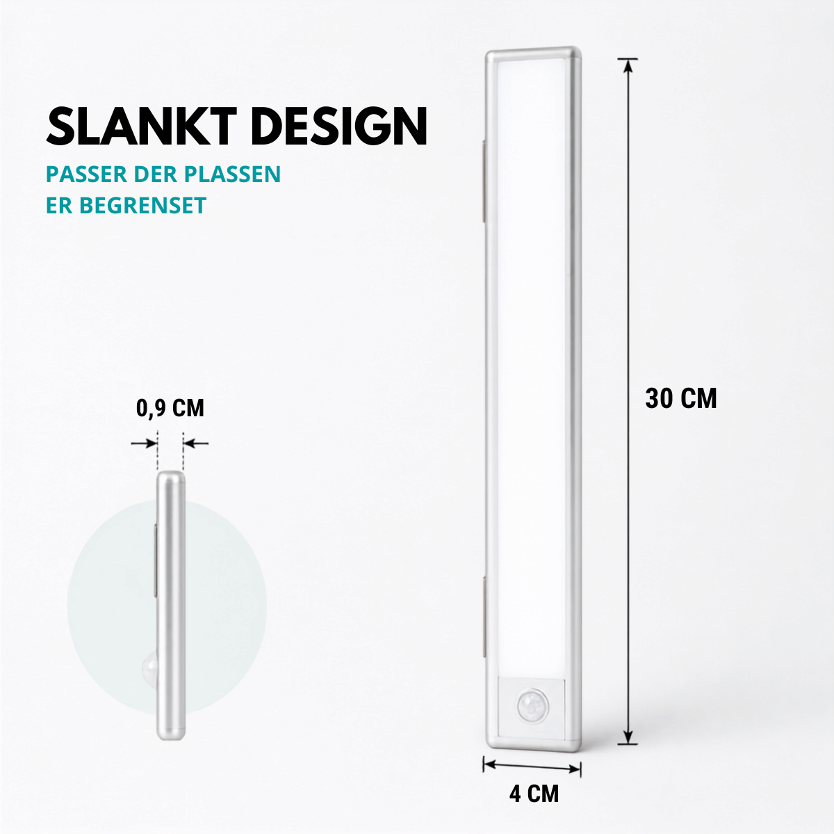 Oppladbar LED-list med bevegelsessensor 30 cm