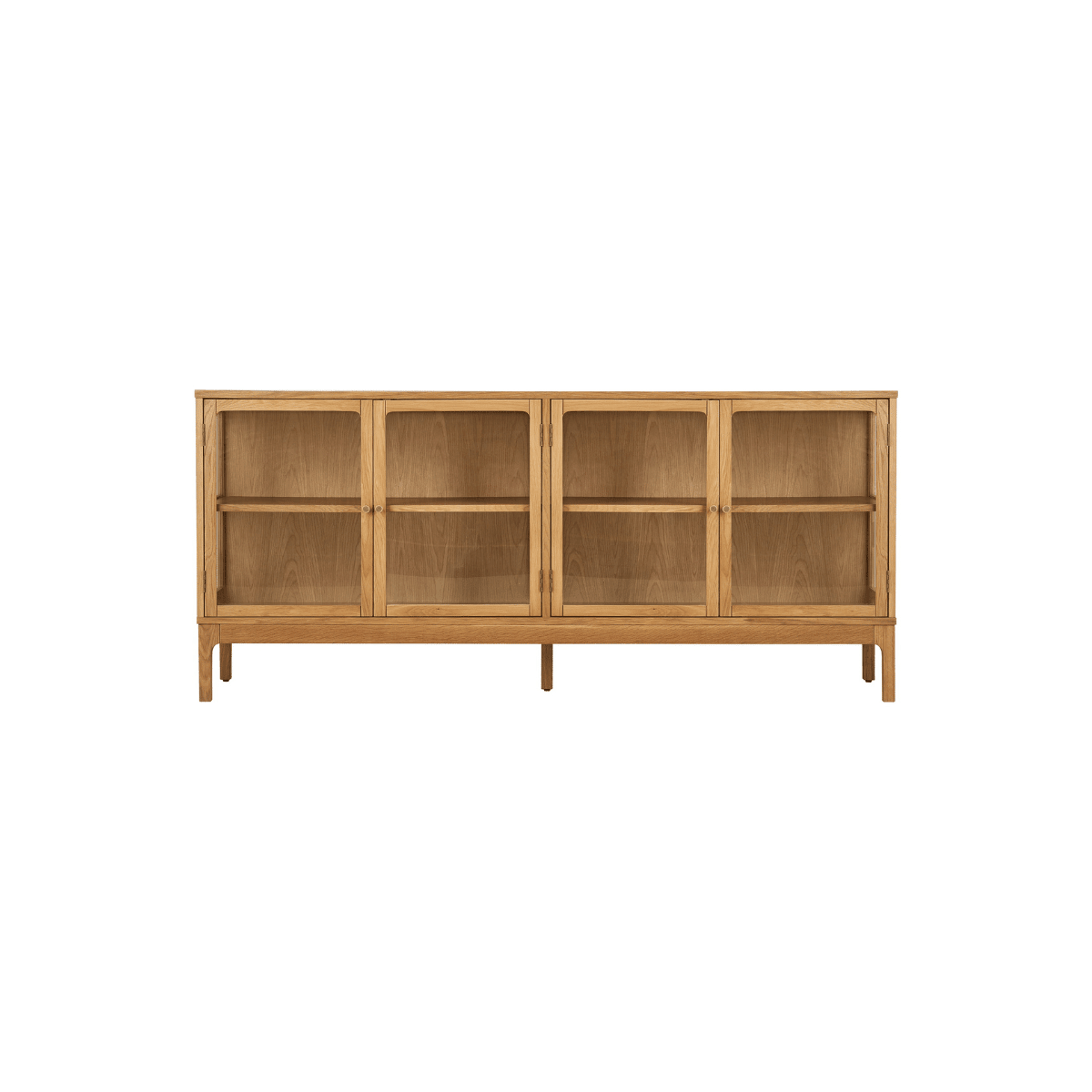 Zamora skjenk 4 glassdører eik natur 180x40x80 cm - Lindas Dekor Skjenk
