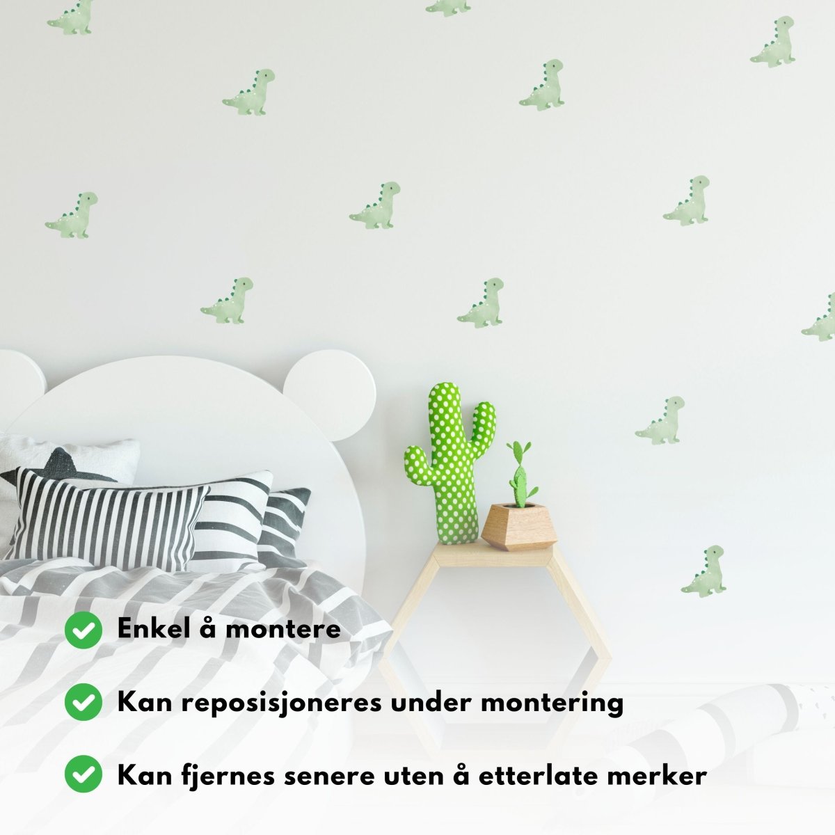 25 - pk Dino klistremerker, grønn - Lindas Dekor
