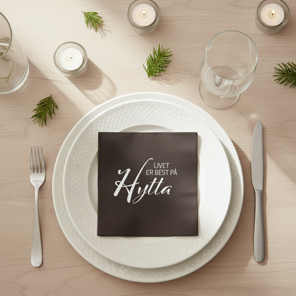 20-pk Serviett "Livet hytta" brunsvart