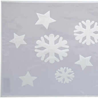 Sjablonger med snøfnugg og stjerner til vindusmaling og juledekorasjon