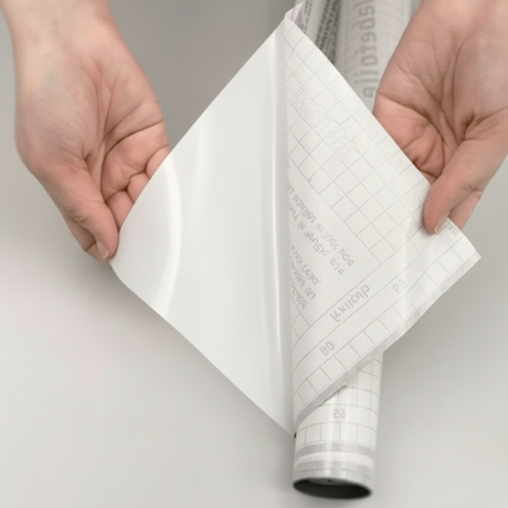 Whiteboardfolie klargjort for montering