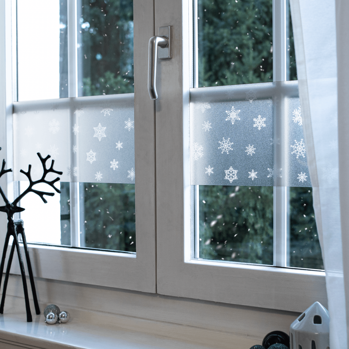 Begränsad statisk snöflinga vindusfolie - Lindas Dekor