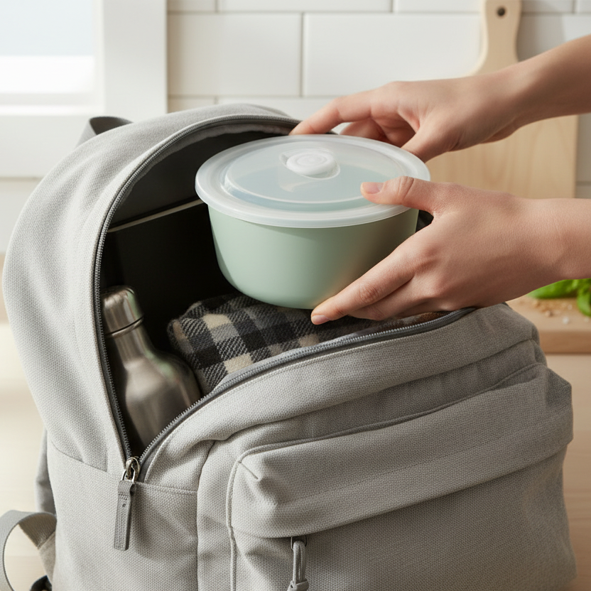 Grønn porselenskål med lokk - minimalistisk oppbevaring i to praktiske størrelser