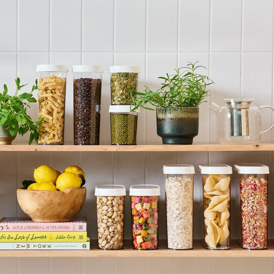Flip oppbevaringsbokser til mat full kolleksjon med alle størrelser