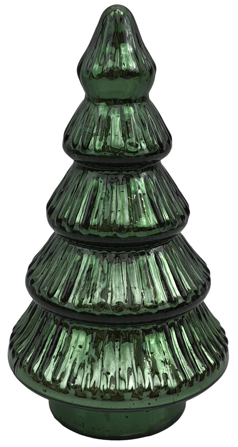 Grønt juletræ i struktureret glas 19 cm