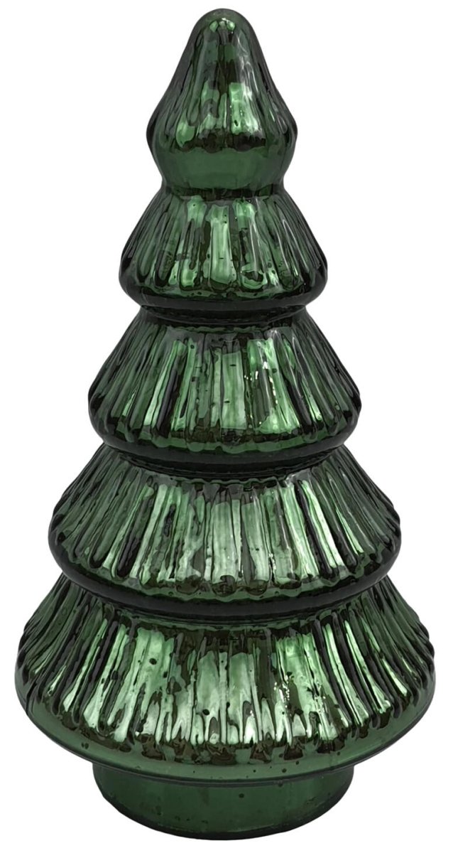 Grønt juletre i strukturert glass 19 cm