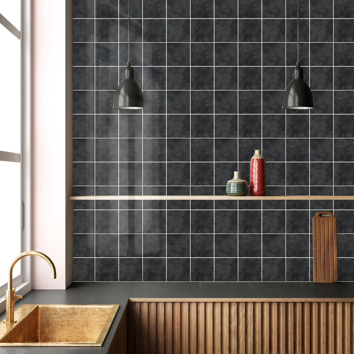 Melina flis vareprøve med robust steinmønster og moderne uttrykk.