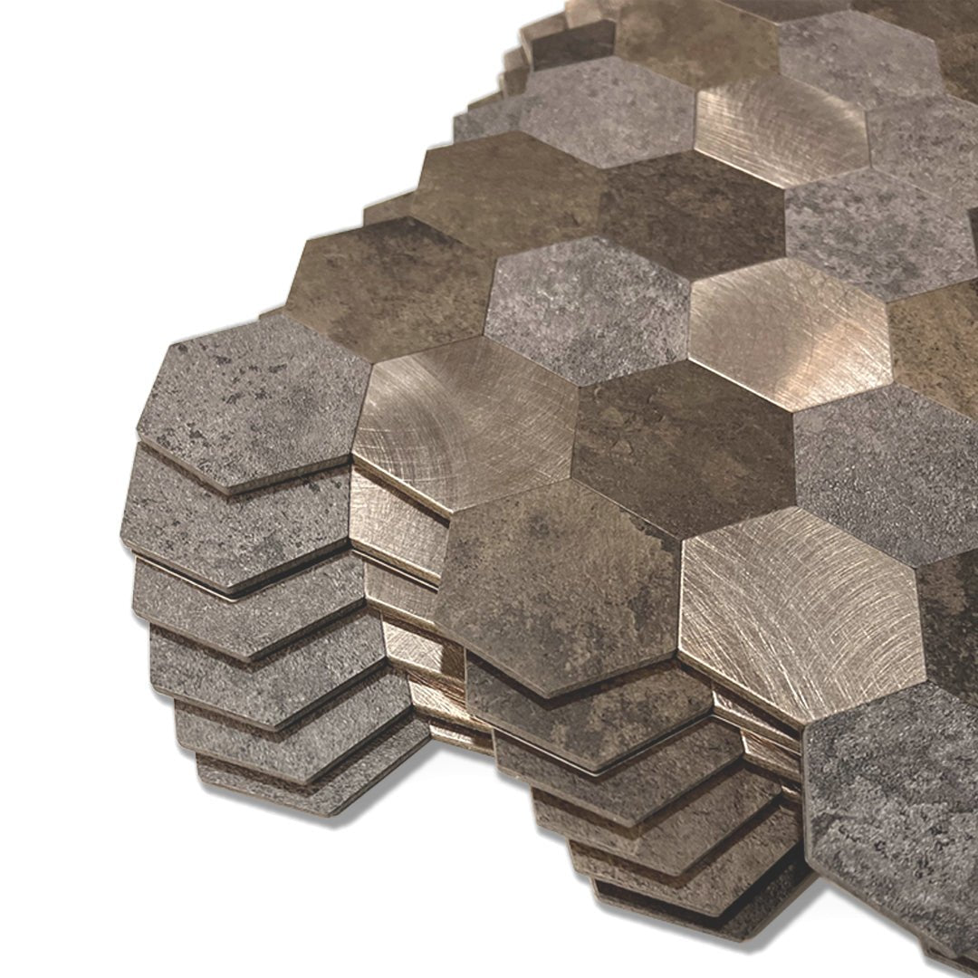 Vareprøve: Mocca hexagon selvklebende veggfliser - Lindas Dekor