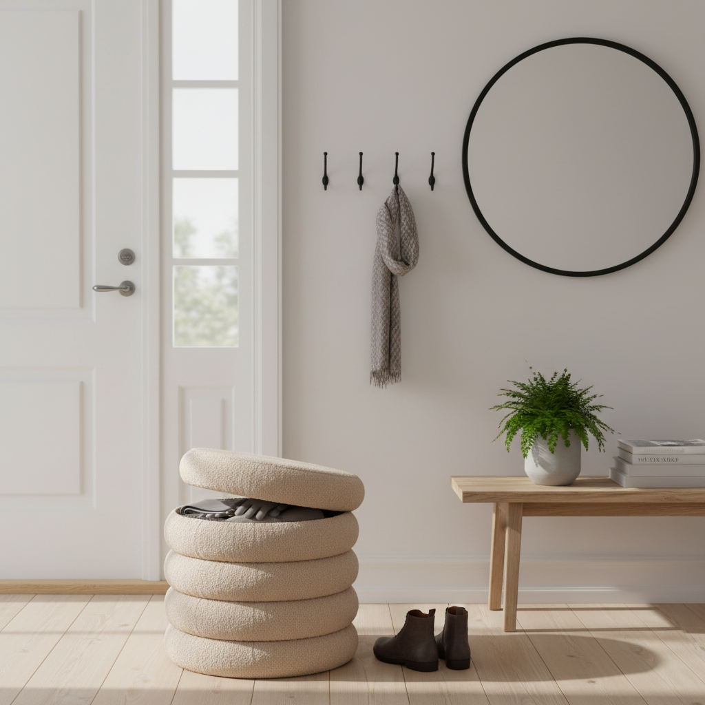 House Nordic Brooklyn puff med lokk og skjult oppbevaring