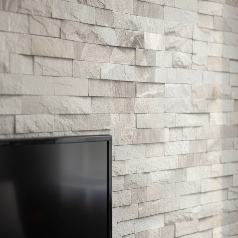 Calastra steinmønster kontaktplast makro nærbilde TV-vegg