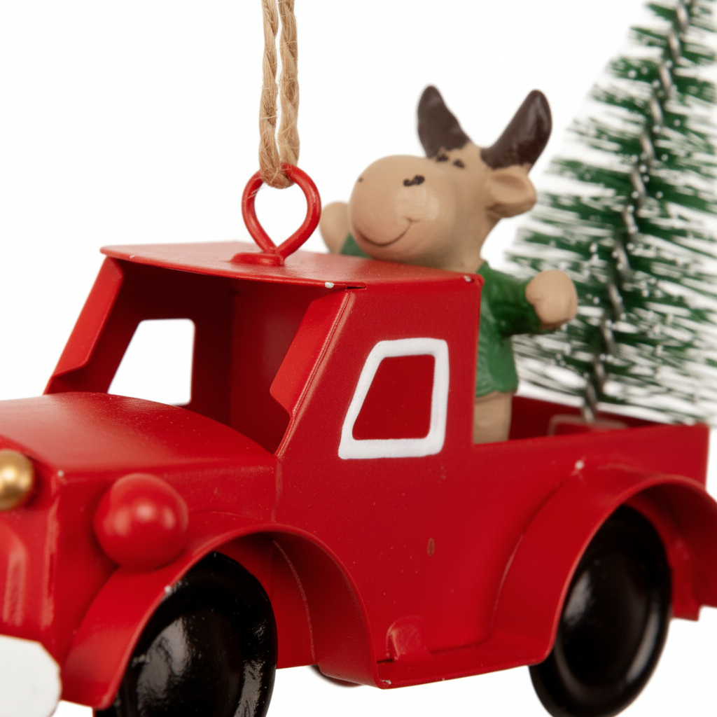 Dekorativ julbil med hängefäste till juletre och juledekoration