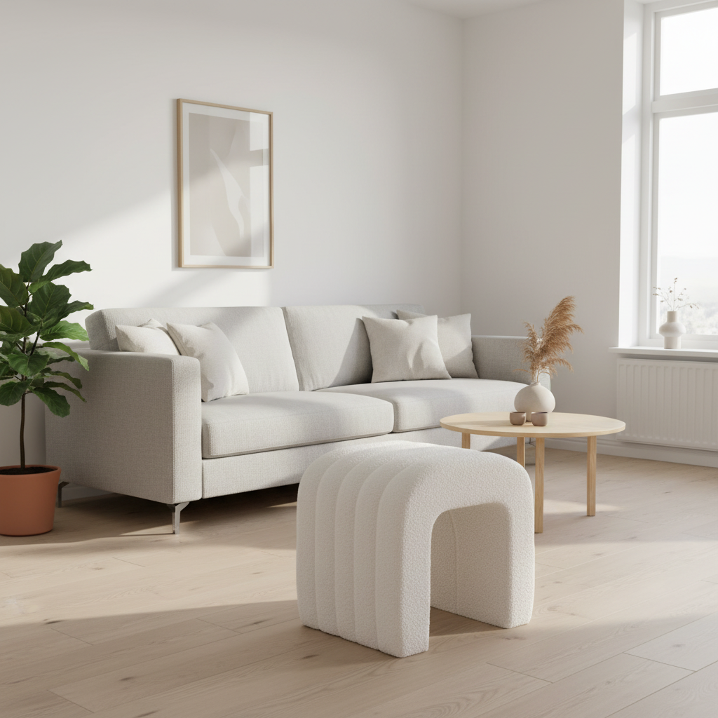 Moderne puff med buet form til stue eller entré