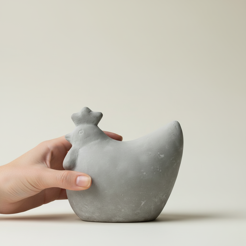 DBKD betonghøne som borddekorasjon til påske med bjørkekvister og stearinlys i hytte. med hånd hero