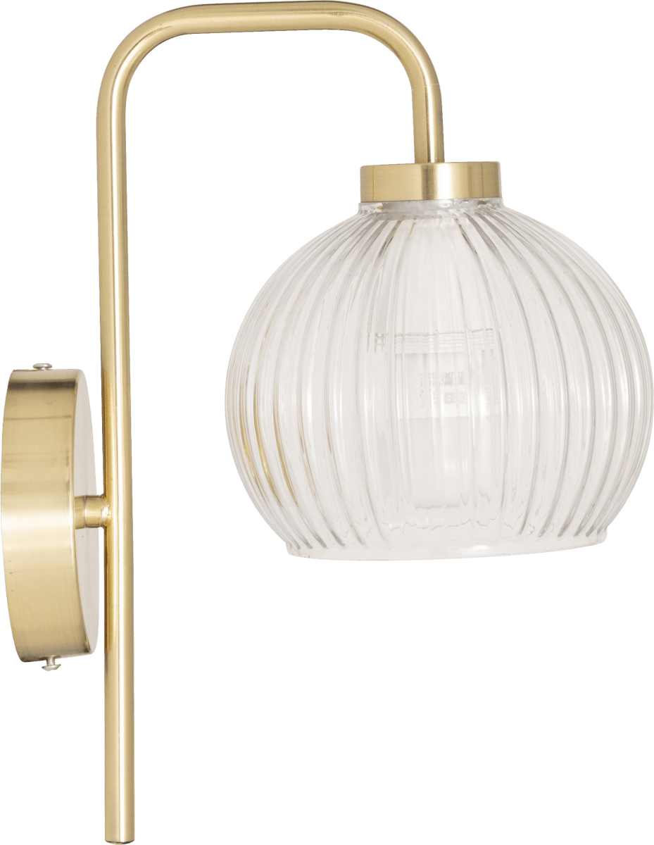 Vägglampa Krys med rillet glas i guld, 30 cm – produktbild 3