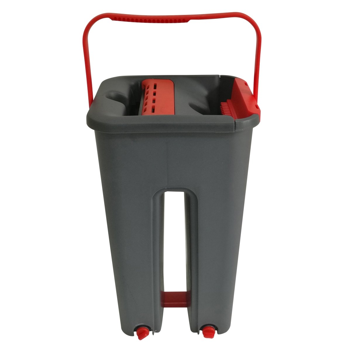 Tana moppebøtte sett forfra med rødt bærehåndtak og to separate kamre.