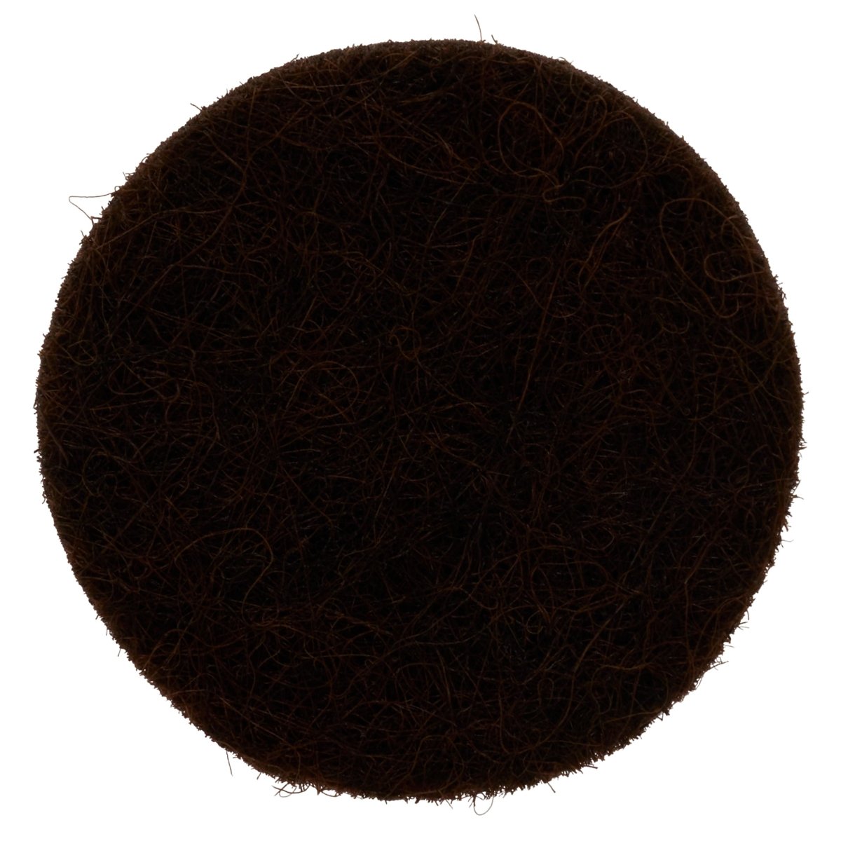 Rund selvklebende møbelknott i brun filt, diameter 2,8 cm.