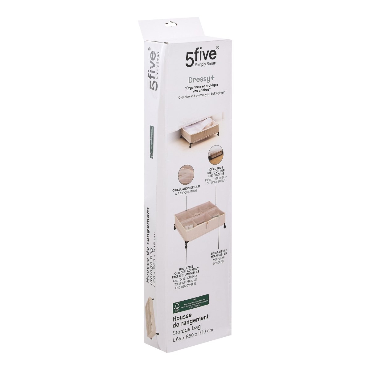 Oppbevaringsboks med hjul beige – emballasje 1