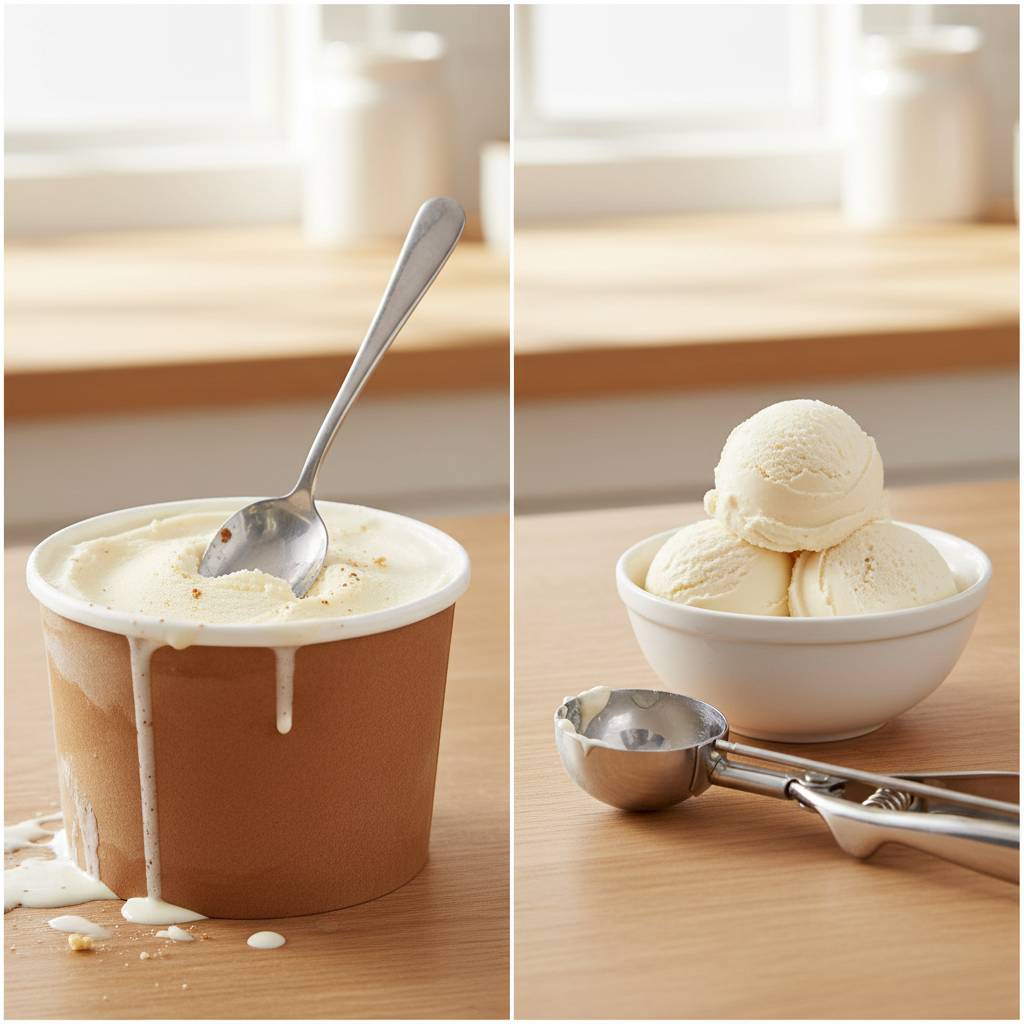 iskuleskje i stål til jevne og runde iskuler