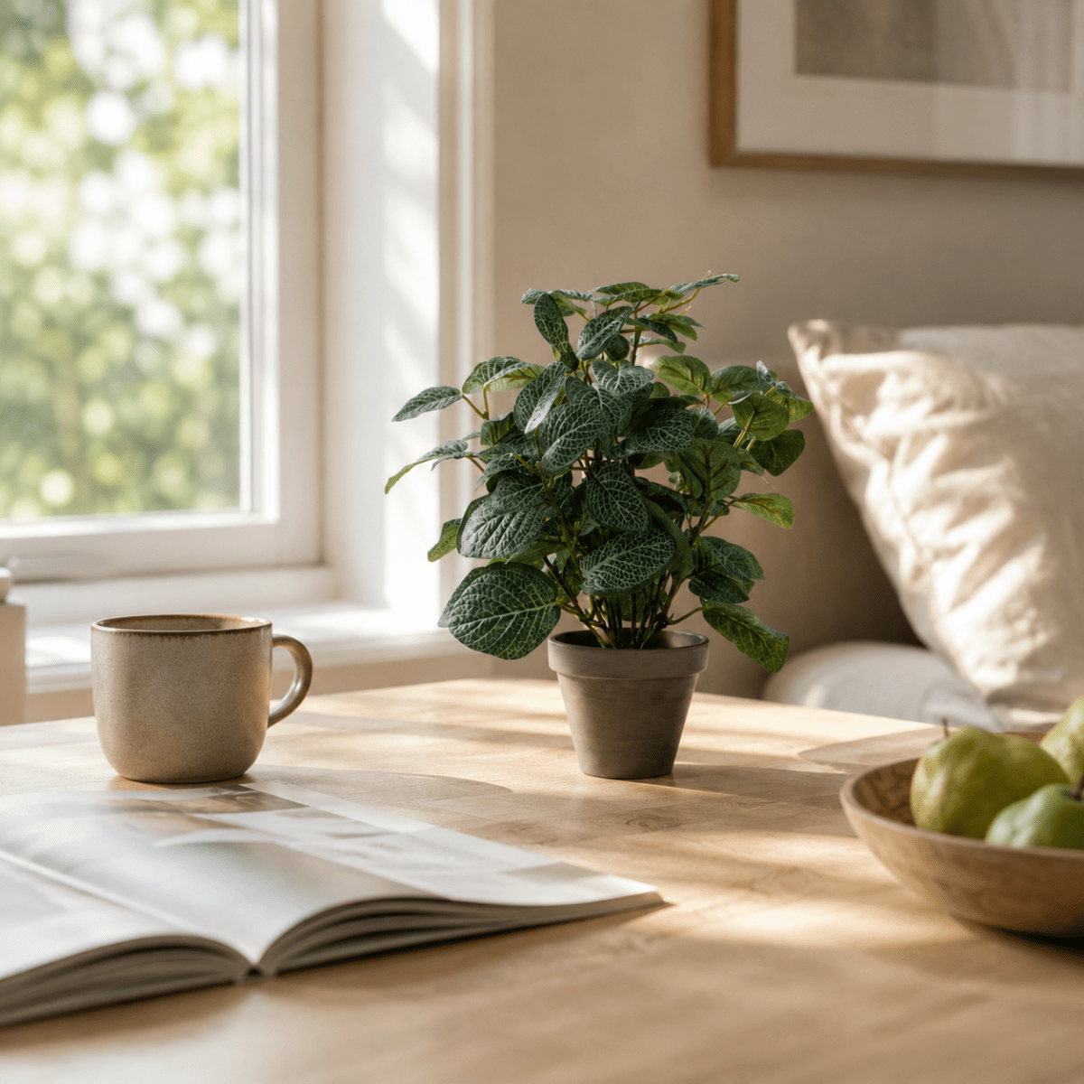 Pilea kunstig plante grønn med potte 35 x 25 cm - Lindas Dekor Kunstige planter