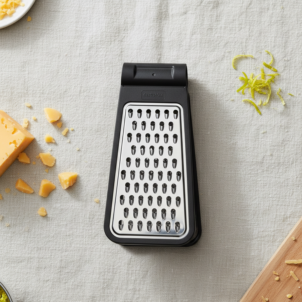 GastroMax mini rivjern med beholder på hvit bakgrunn