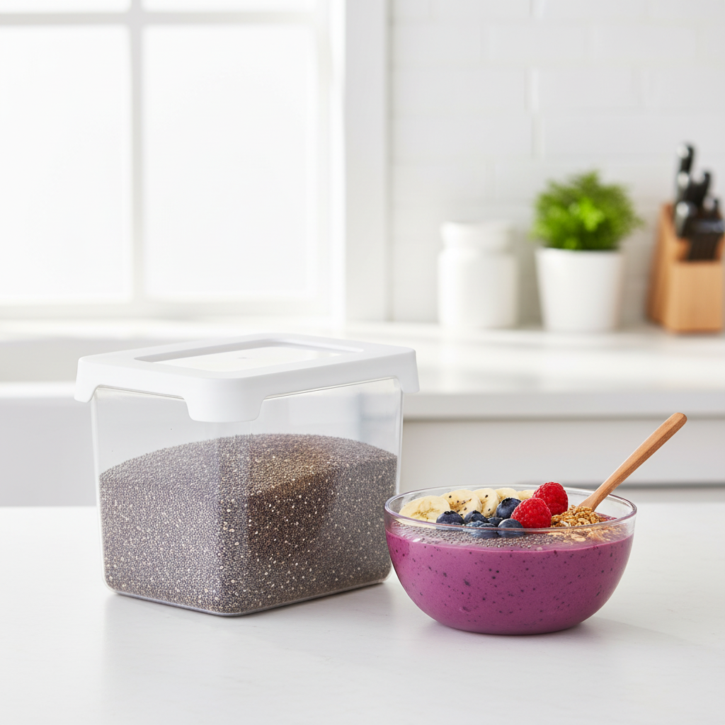 Transparent kjøkkenbeholder til organisering