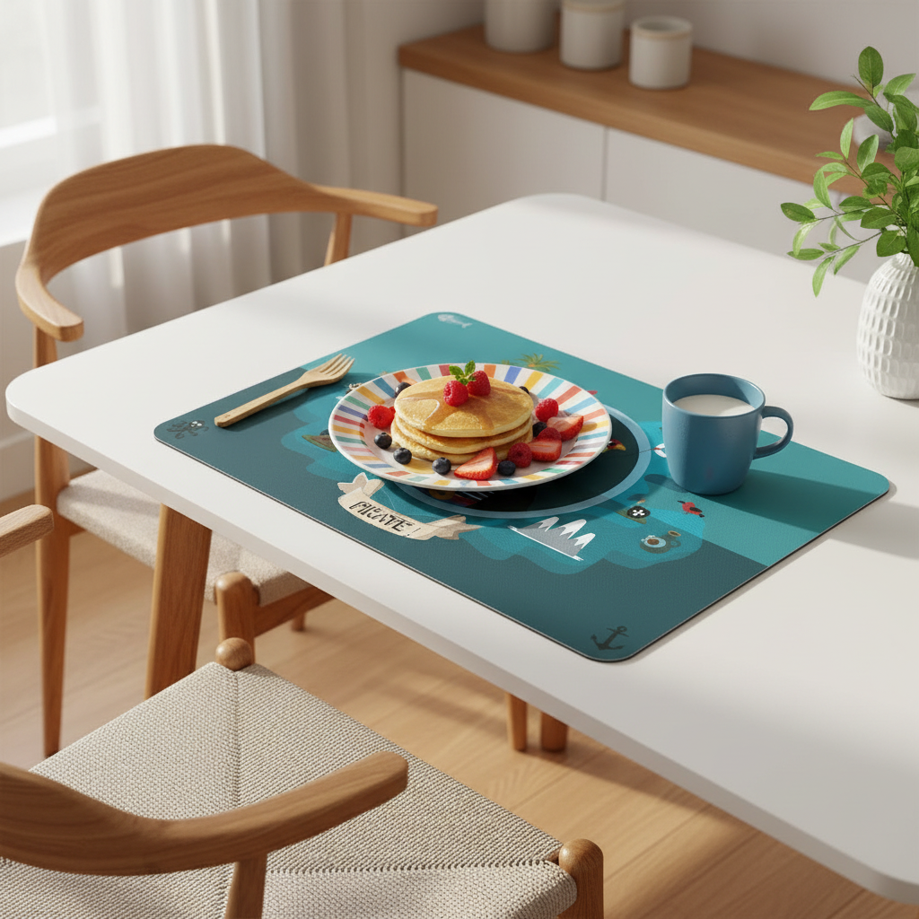 Frokostoppsett med piratbordbrikke