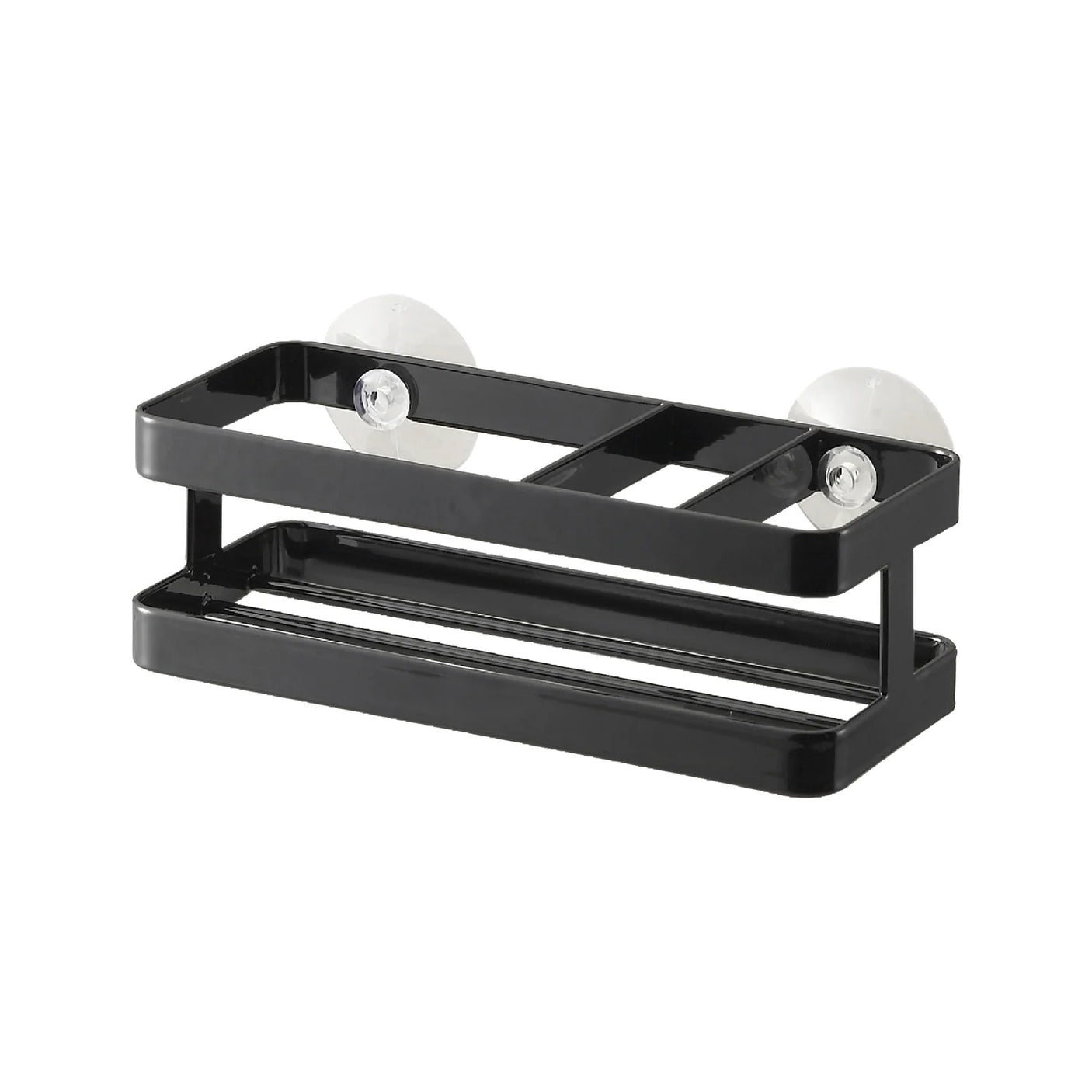 Svart sink organizer med sugekopp for ryddig og funksjonell kjøkkenvask