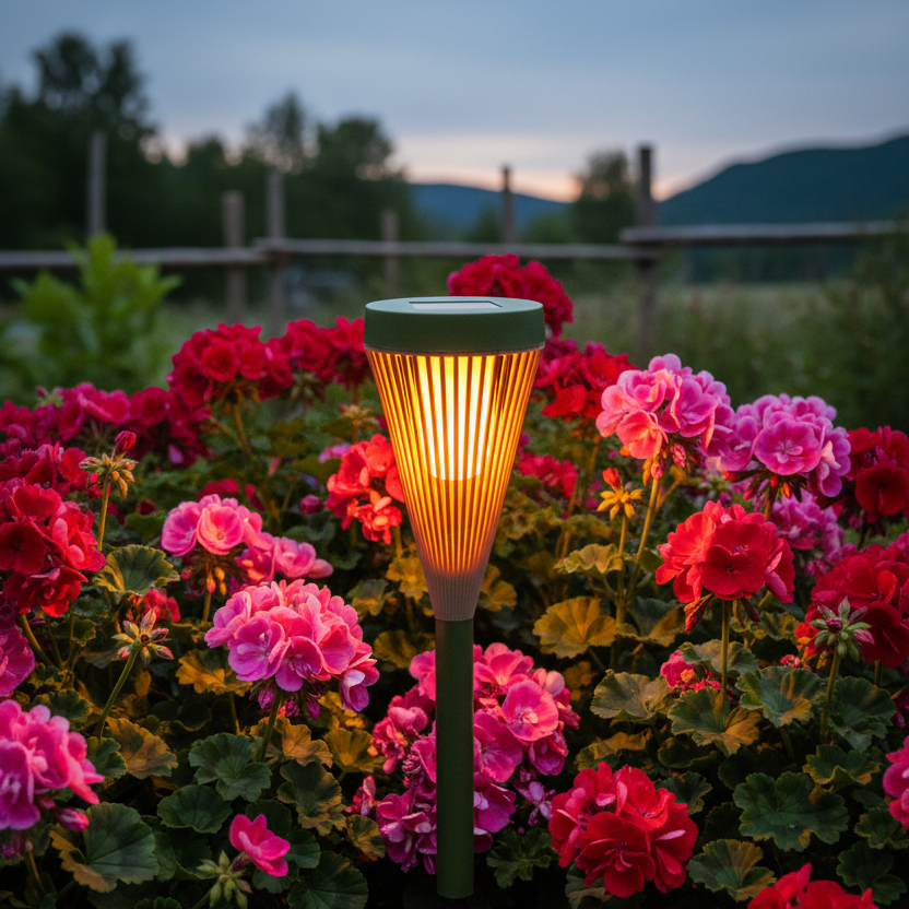 Grøn solflamme med lysrosa blomster