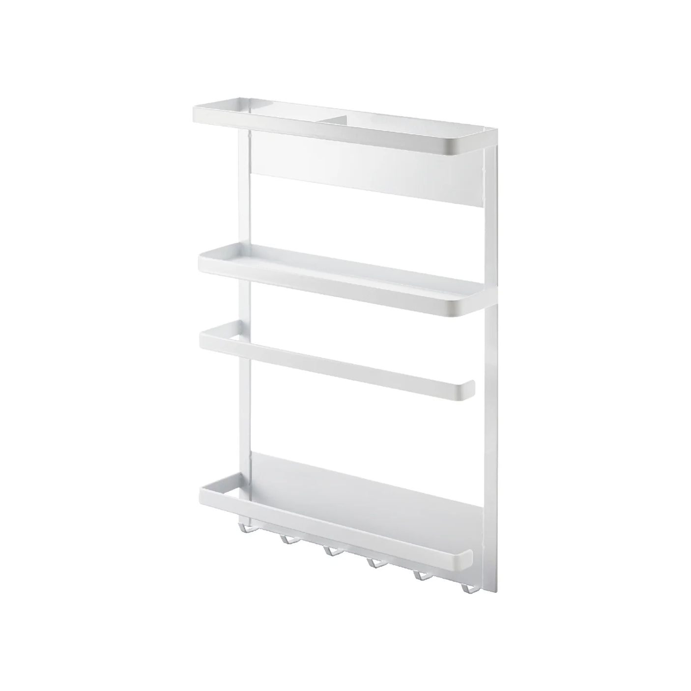 Magnetisk oppbevaringshylle til kjøleskap i hvit med krokrekke