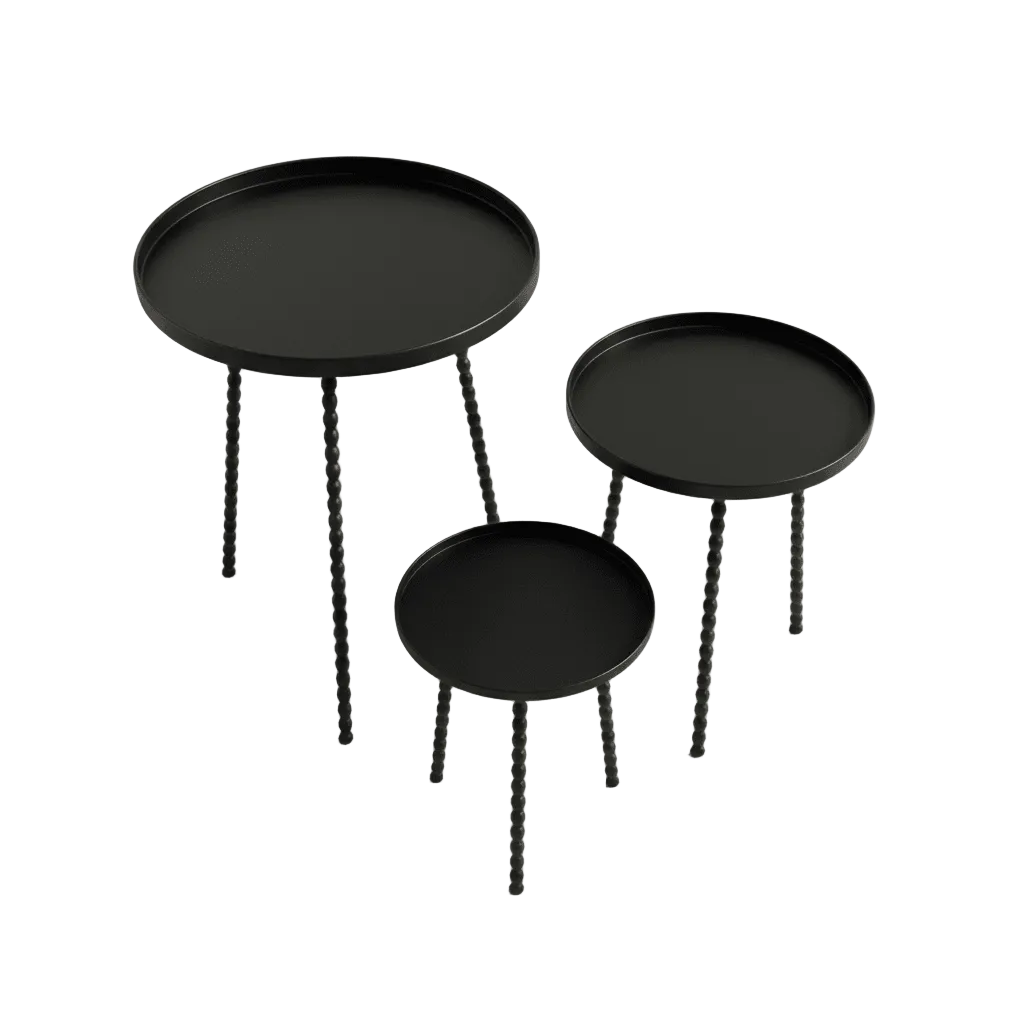 Salvo sidebordssæt med 3 bord, sort – Lindas Dekor Sidebord