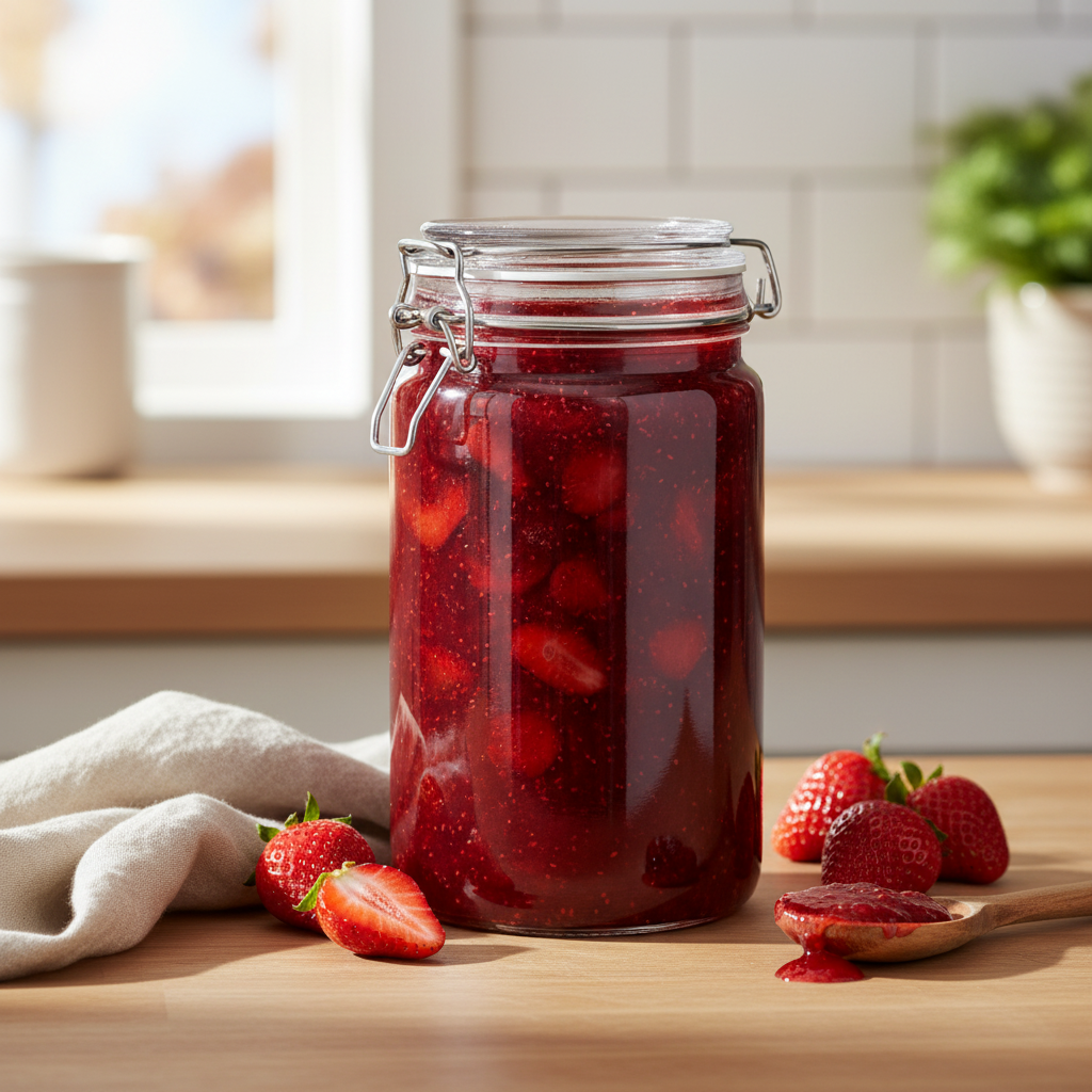 sylteglass 1 liter med patentlokk i klart glass