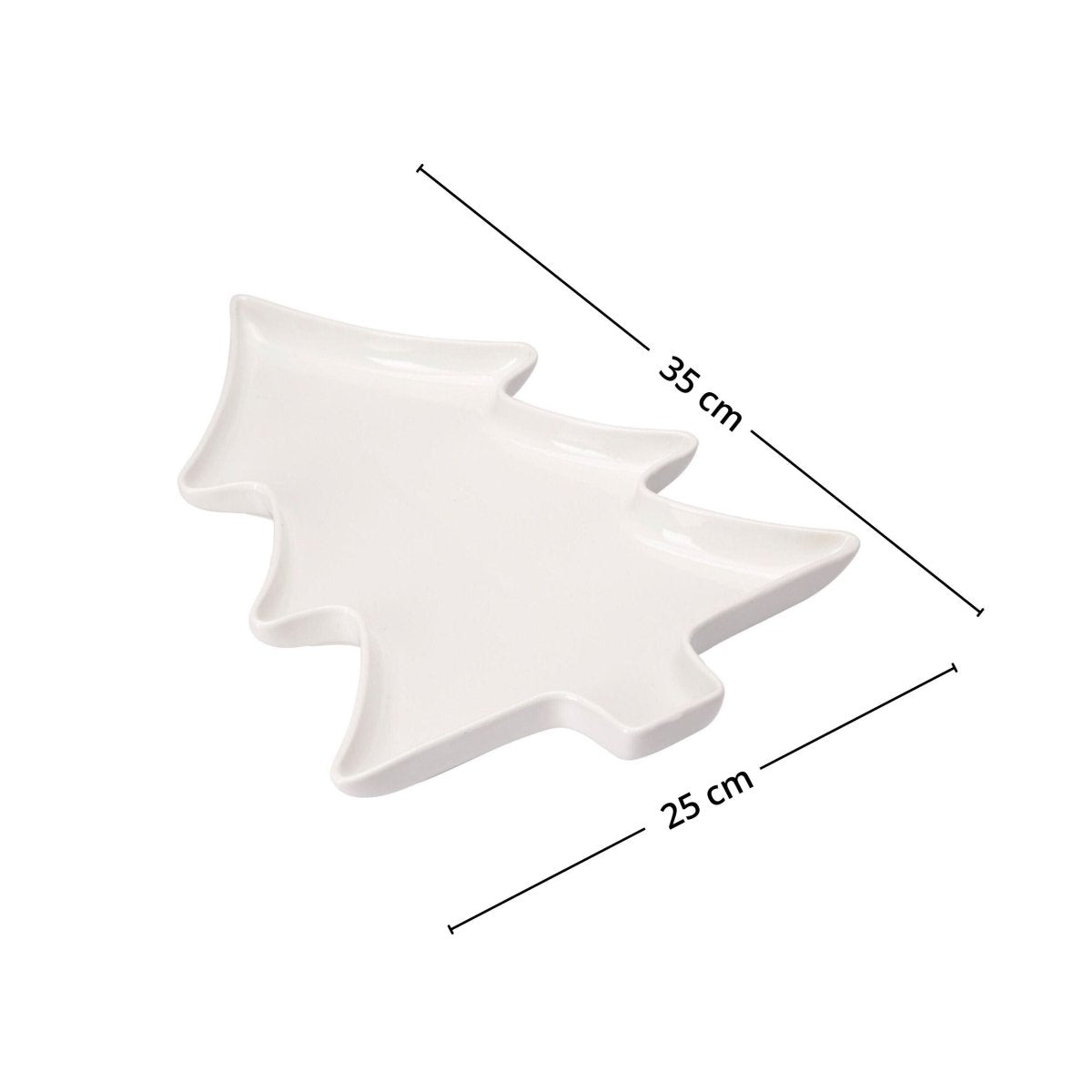 Fat juletre hvit porselen 35 x 25 cm - Lindas Dekor Serveringsfat