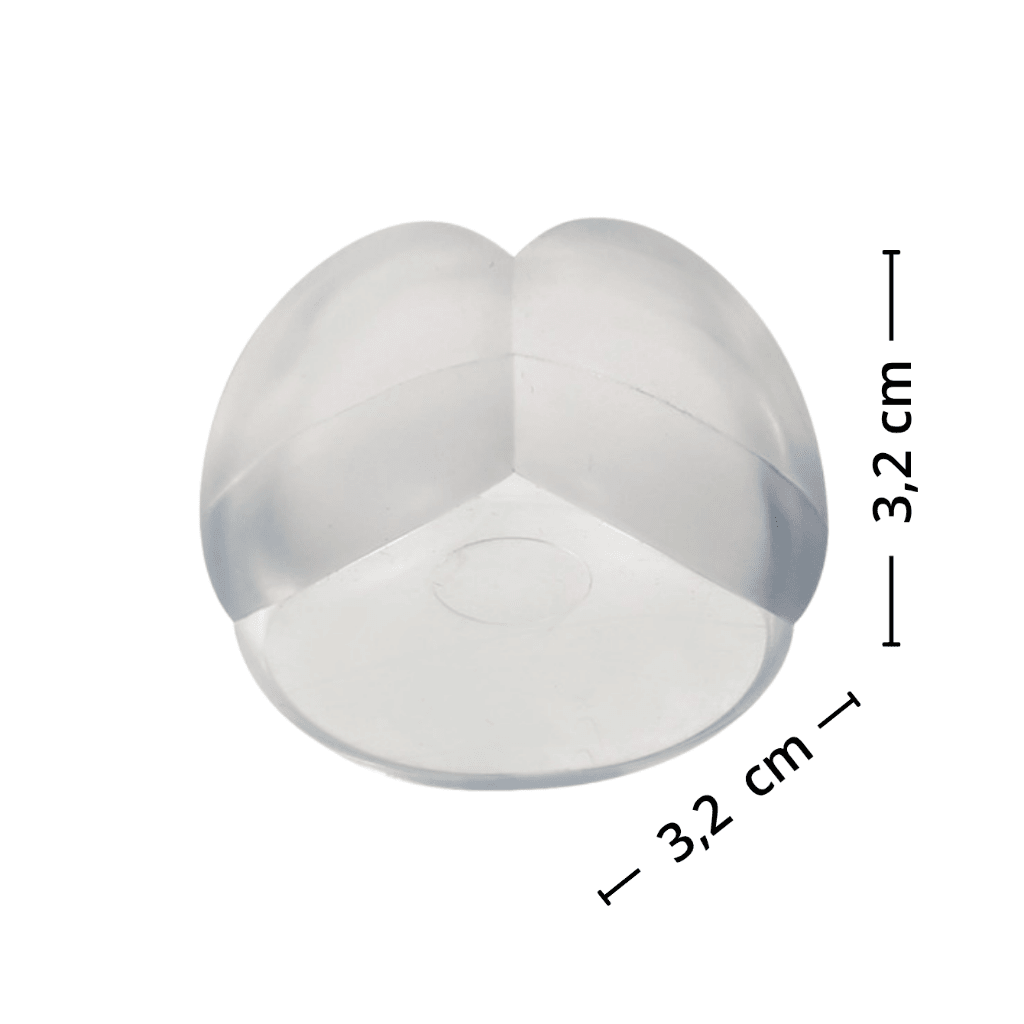Transparent hjørnebeskytter med mål 3,2 x 3,2 cm for bord, kommode og andre møbler
